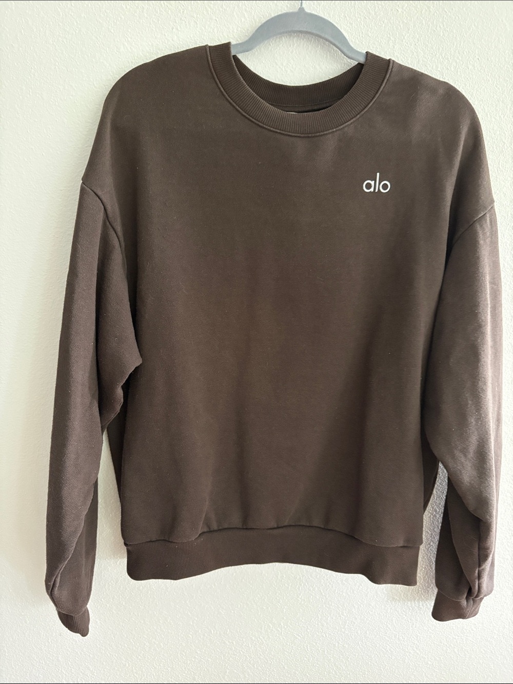 ALO Yoga Expresso Crewneck Sweatshirt with Silver Logo